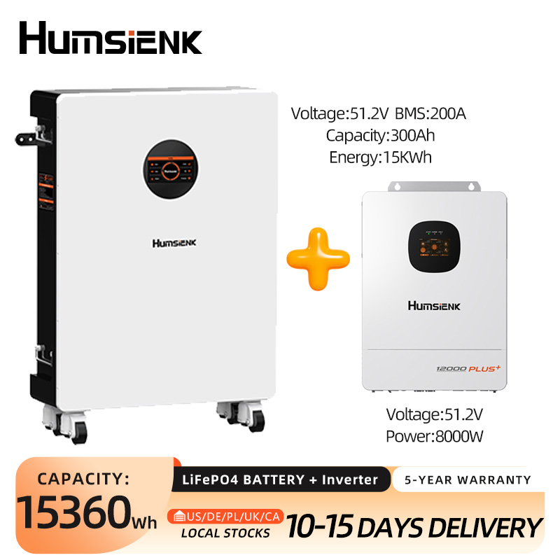 Mppt Hybrid Inverter 48V 8Kw 3 Phase - Humsienk 48V 300Ah LiFePO4 Bluetooth-Batterie &