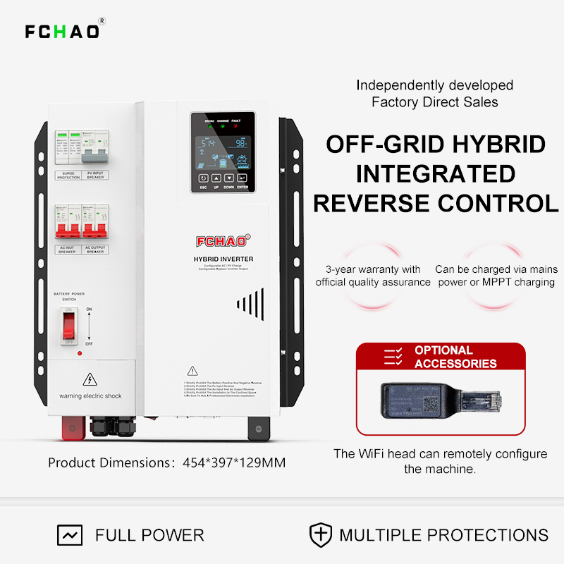 Hybrid Solar Inverter 5.5Kw Mppt 48V - Fchao Solar-Hybrid-Wechselrichter 3KW 4KW 5.5KW WiFi-App-Überwachung
