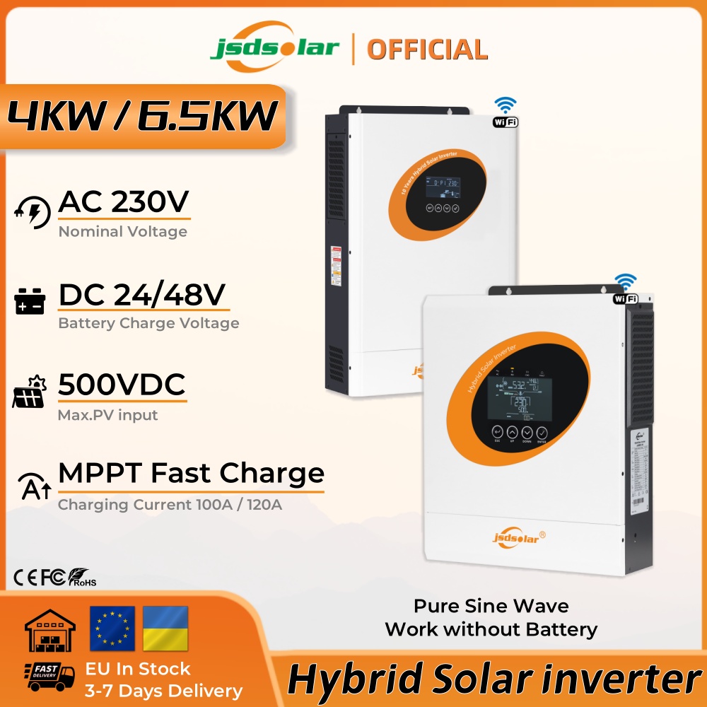 Hybrid Solar Inverter 5.5Kw Mppt 48V - JSDSolar 4KW 6.5KW Hybrid-Solarwechselrichter Off-Grid Reiner