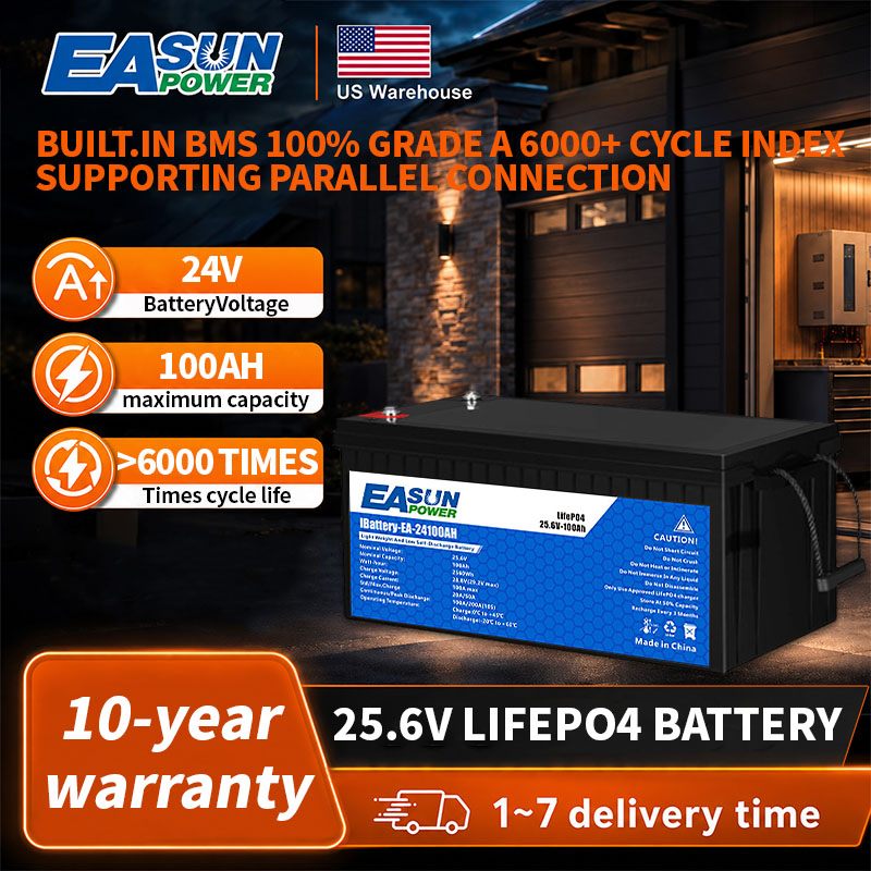 Grid Tie Inverter Limiter 2000W - EASUN POWER 24V LiFePO4-Akku 100AH BMS