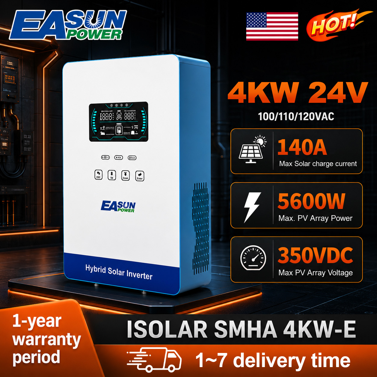 Grid Tie Inverter Limiter 2000W - EASUN POWER 4000W Solar-Wechselrichter 120V Off-Grid