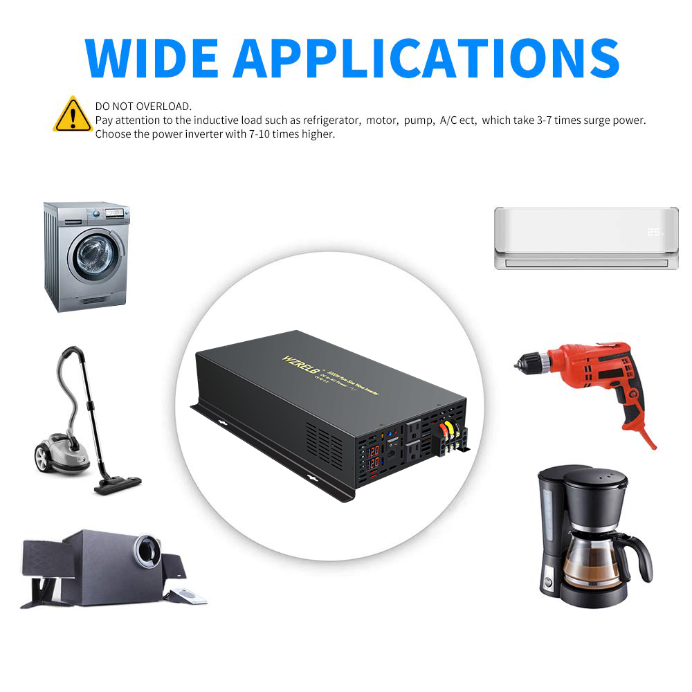 Pure Sine Wave Inverter 5000W 48V 220V - Zuverlässiger 5000-W-Solar-Wechselrichter mit kabelgebundener Steuerung, reiner