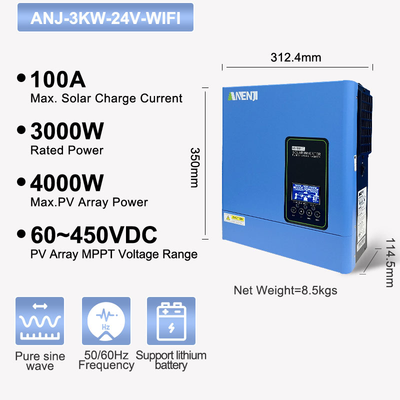 Inverter Pure Sine Wave 60Hz 120V 3000W - 24V 3000W 120V netzunabhängiger Solar-Wechselrichter 4000W