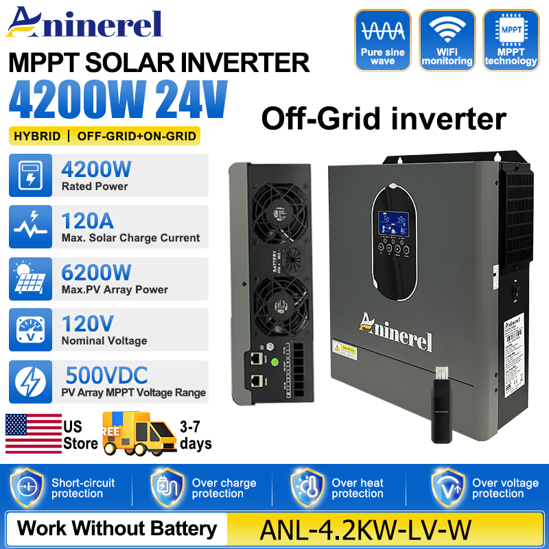 Inverter Pure Sine Wave 60Hz 120V 3000W - Aninerel 4200W 3KW 120V Hybrid-Wechselrichter, netzunabhängiger