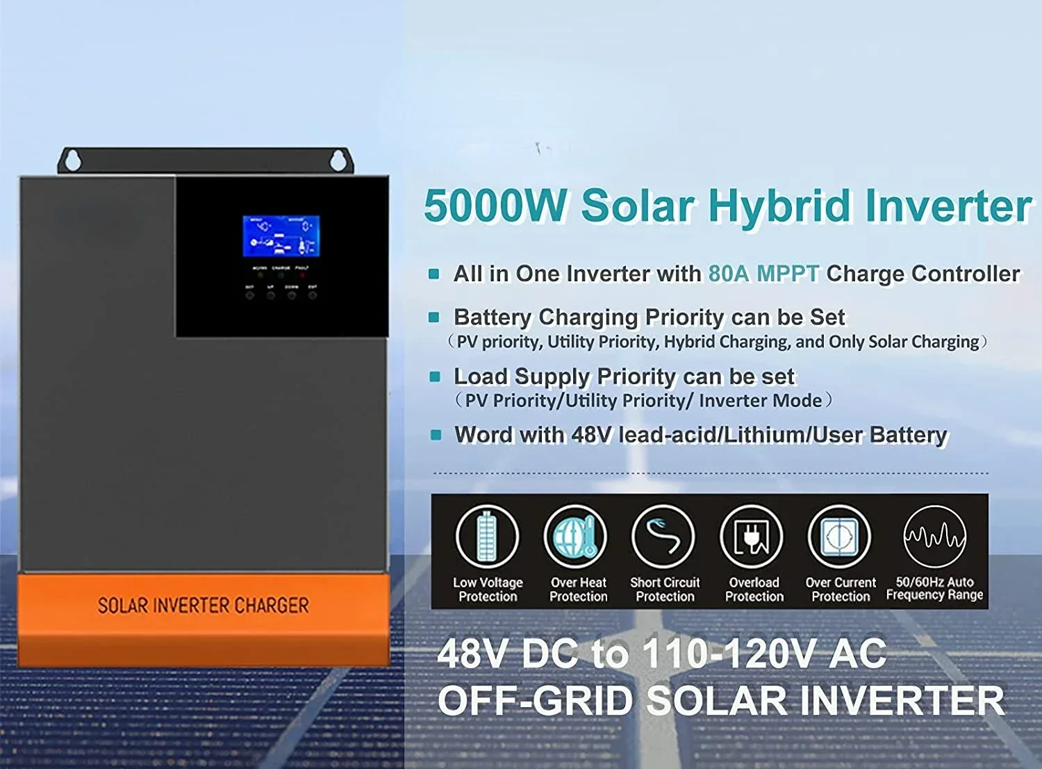5,5 kW MPPT 100 A optisch 220  – Hybrid Solar Inverter 5.5Kw Mppt 48V Bewertung und Preis